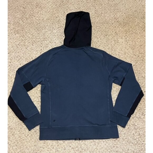 Lululemon Men's Black Iris Blue Studio Full Zip Hoodie Size Medium Worn - Picture 3 of 6